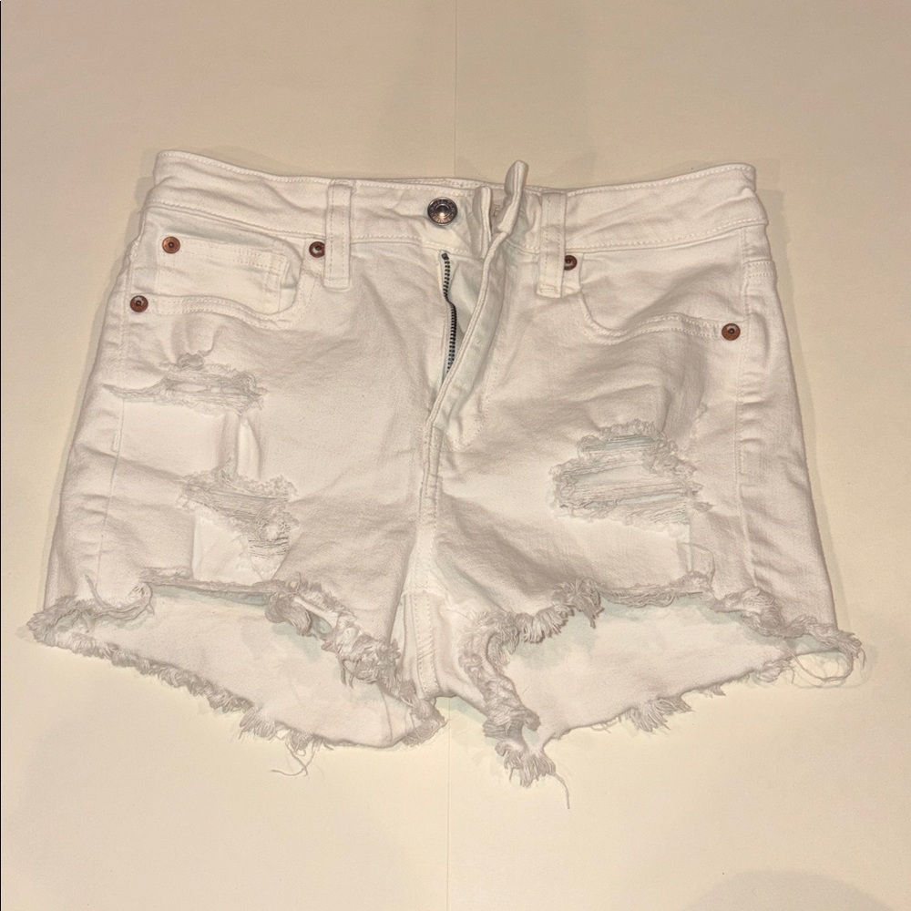 American Eagle Outfitters White High Waist Denim Shorts